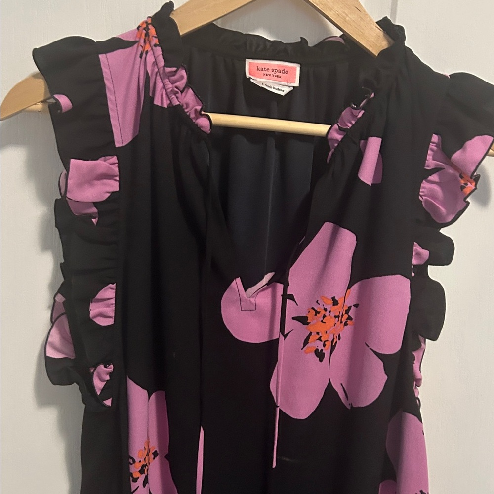 Kate Spade Grand Flora Tie Neck Top! - Picture 7 of 9